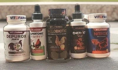 VITOFARMA 5 Combo Supertonic- Gallobiotic- Nitrox- Ener-jet- one of each- Gallos- Roosters