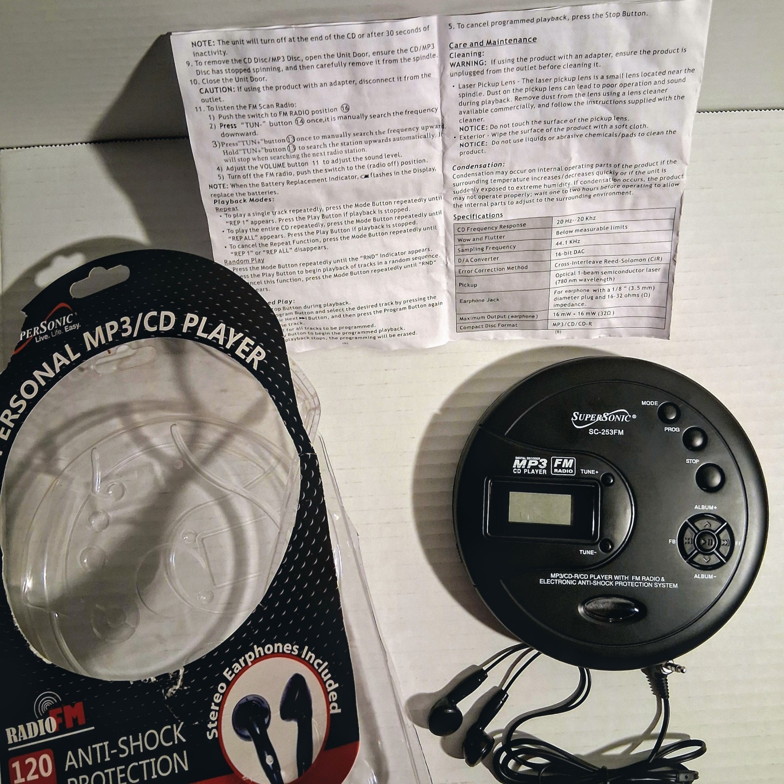 With Fm Radio Headphones And Manual