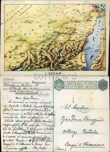 FRANCHIGIA WW2-CARTINA MAPPA-SUDAN-CHIANCIANO SIENA-C86-53