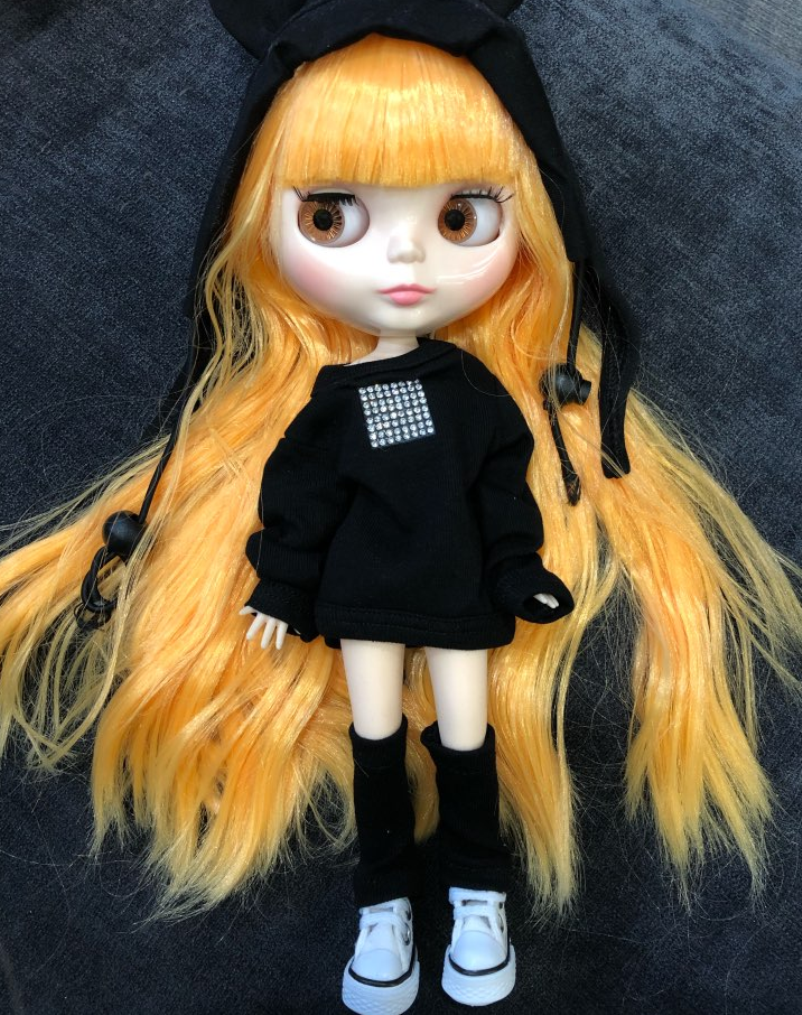 12-Inch Blythe Doll with Jointed Body Glossy Face & Mango Yellow Hair DIY BJD Toy Gift