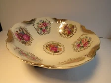 Vintage Porcelain Serving Bowl "The Courting Couple" Bavaria 8"