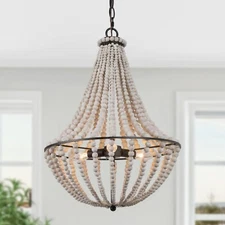 Bohemia 3-Light Distressed White and Matte Black Bohemian/Global Beaded LED