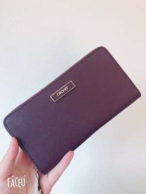 new DKNY women Girl wallet Pouch Card Case Grape Purple Red