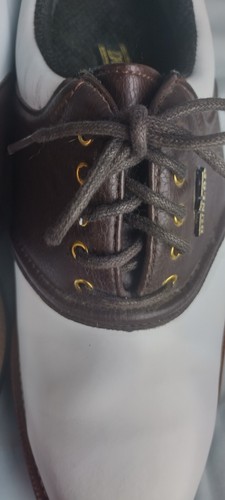 Dunlop Dry Classic Saddle Mens Leather Golf Shoes Size 9 M4750C White and Brown - Picture 2 of 19