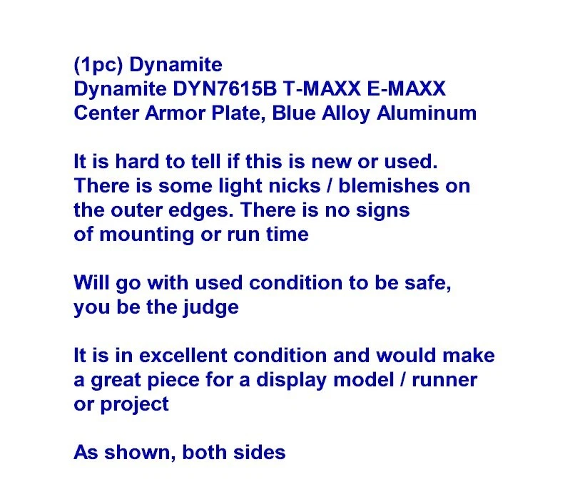Vintage Dynamite T-MAXX / E-MAXX Blue aluminum Skid Plate DYN7615B +SEE PHOTOS+ - Image 2 of 3