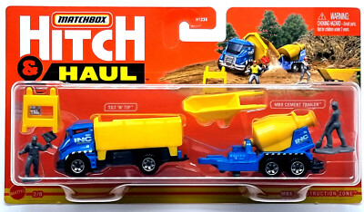 Matchbox Hitch & Haul LKW Car Serie MBX Construction Zone LKW mit Betonmicher