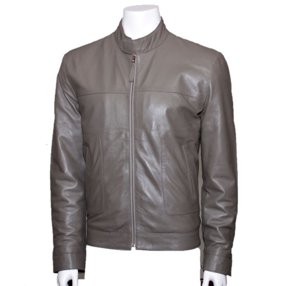 Genuine Handmade leather Jacket Men Lamb Racer Jacket Casual Motorbike Blazer image 2