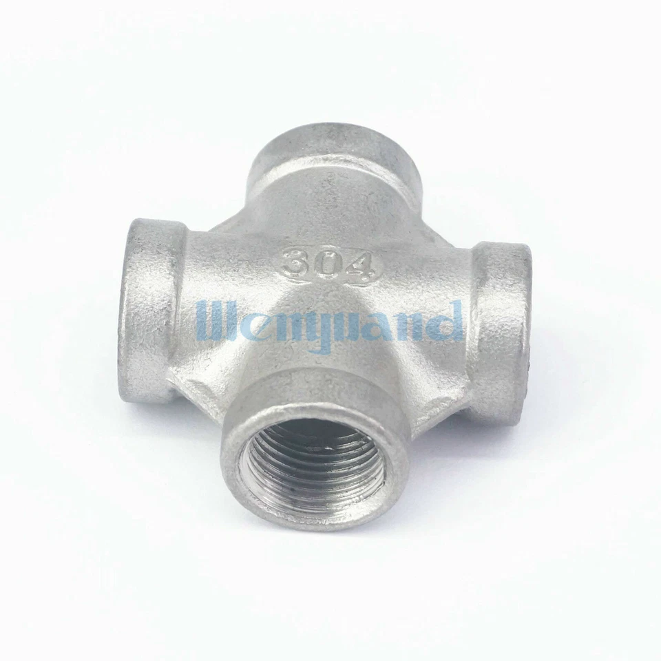 Conector cruzado de 4 vías 3/8" BSP hembra 304 SS montaje de tubería agua Foto 2 de 4