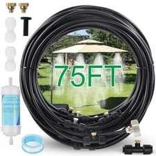 Outdoor Misting System for Patio Cooling, 75FT Water Mister Hose Kit, Cooling Mi