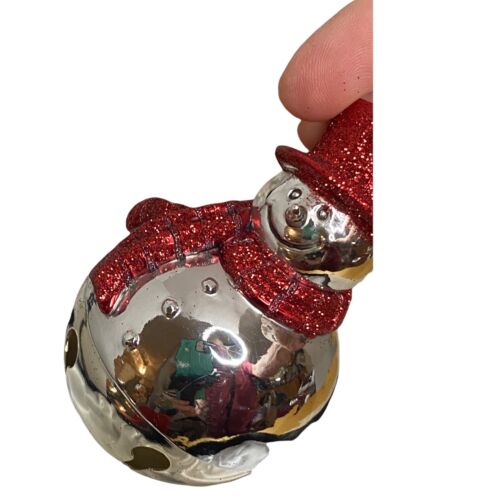 Christmas Snowman Silver Plate Bell Ornament Gift Box Frosty 