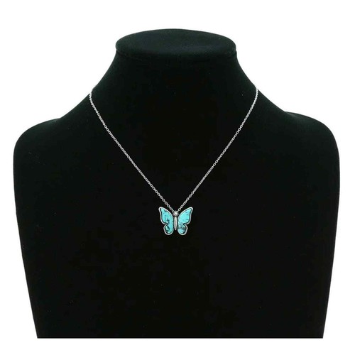 Butterfly Stone Pendant Western Choker Necklace Fuchsia Hot Pink - Picture 7 of 7