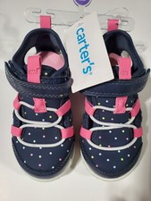 CARTER'S Toddler girl sandals size 6 NWT Navy/Pink with polka-dots