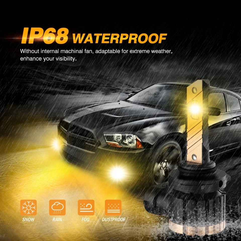 For 2003-2018 Dodge RAM 1500 2500 3500 AUXBEAM Amber LED Fog Light Bulb Kit 9006 - Image 4 of 4