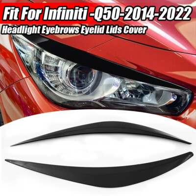 2x Gloss Black Headlight Eyelid Eyebrows Eye Lid Brow For Infiniti