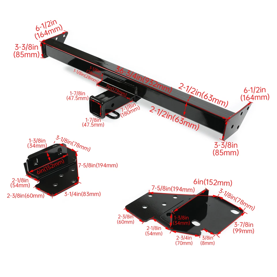 Classic Black 2'' Trailer Tow Hitch Towing Receiver For Toyota Tacoma 2005-2015 Foto 3 de 4