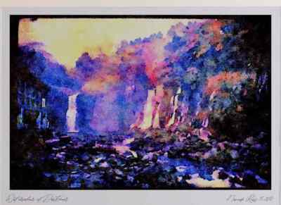 603089 The White Silk Falls Mt. Fuji Japan A3 Aquarelldruck