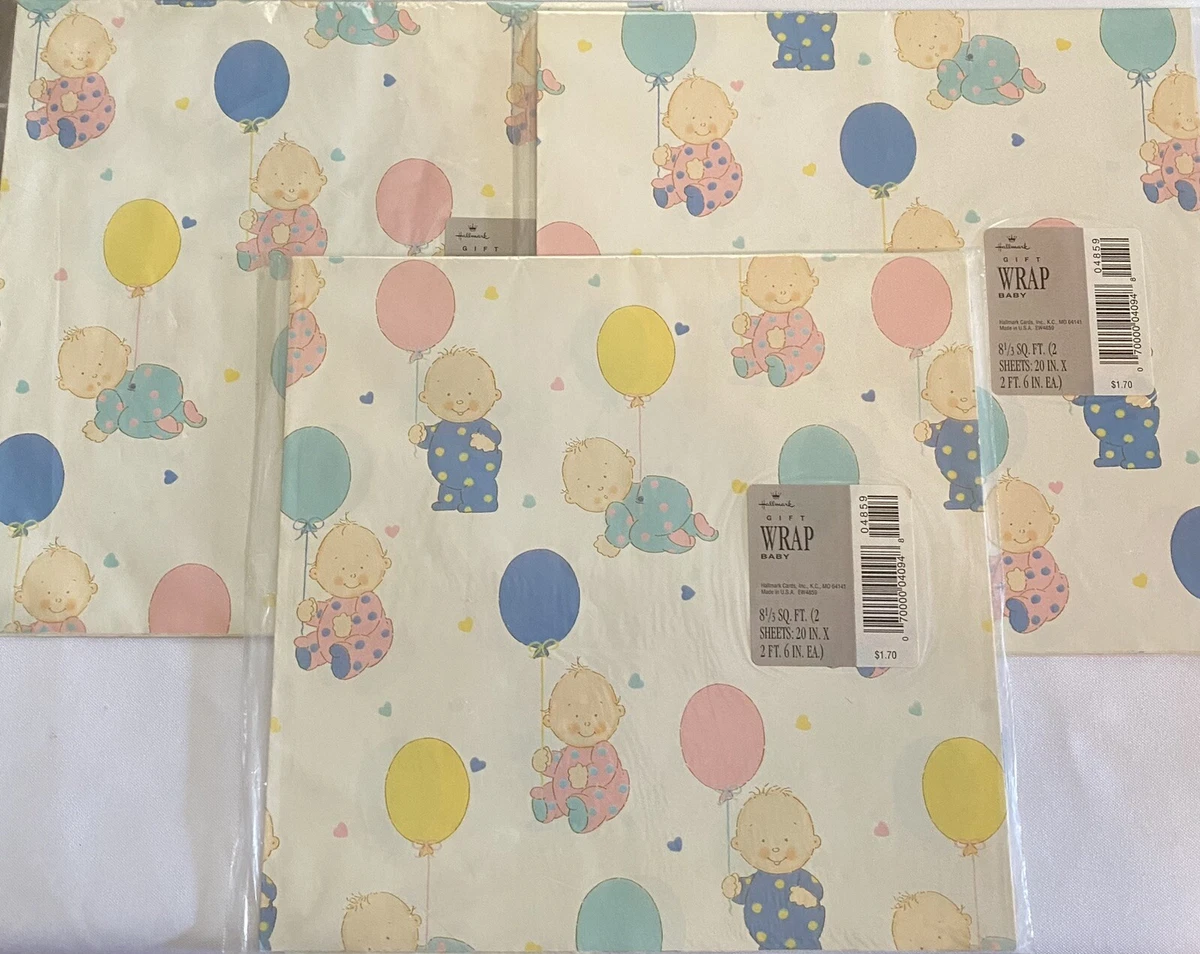 Vtg Hallmark Wrapping Paper Gift Wrap Birthday Balloons 2 Sheets