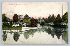 J97/ Portsmouth Ohio Postcard c1910 Millbrook Park Boats Benches 143