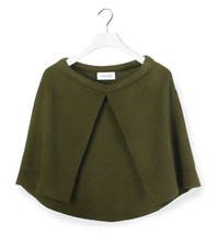 Lemaire Olive Green Ribbed Wool Knit Short Cape M Brand New