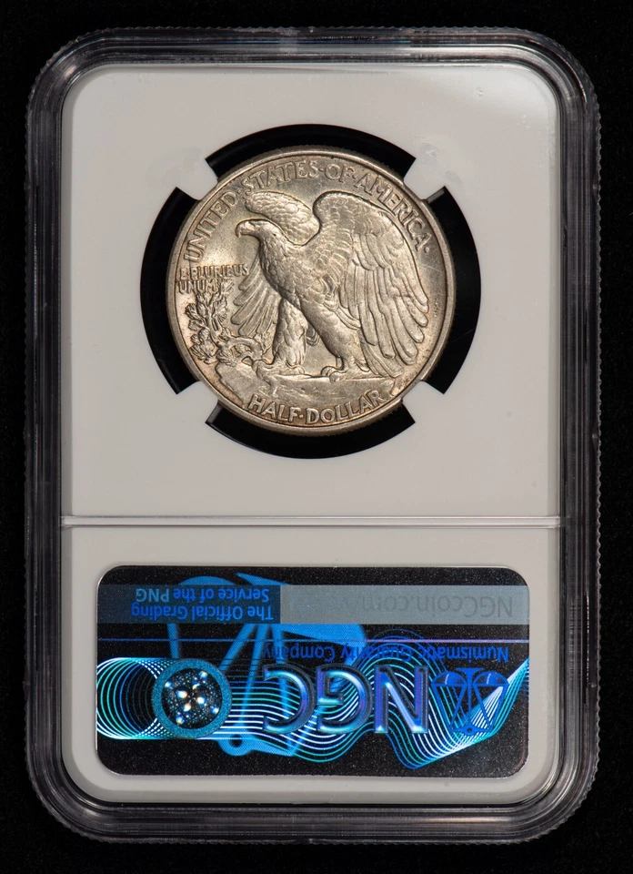 1942 DDR 50c Walking Liberty Half Dollar -FS-801 Doubled Rev- NGC AU 58 - B4098 - Image 3 of 4
