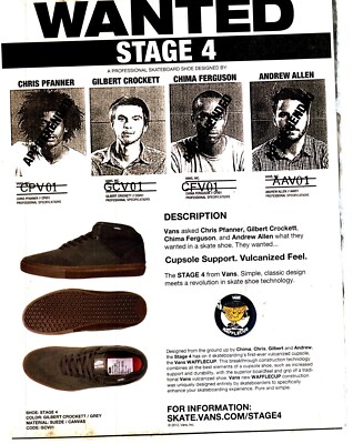 PSK43 SKATEBOARDING BILD/ANZEIGE 11X16'' VANS OFF THE WALL : GILBERT CROCKETT