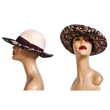 Whittall & Shon Ivory Wool & Black Lace Hat - Woman's Formal Hat made in USA