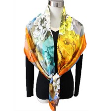 Women's 100 Mulberry Silk Scarf,43" Large Square Shawl Wrap Headscarf AM350