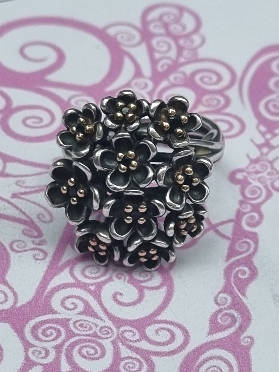 Genuine Pandora Silver & 14K Gold Large Forever Bloom Ring