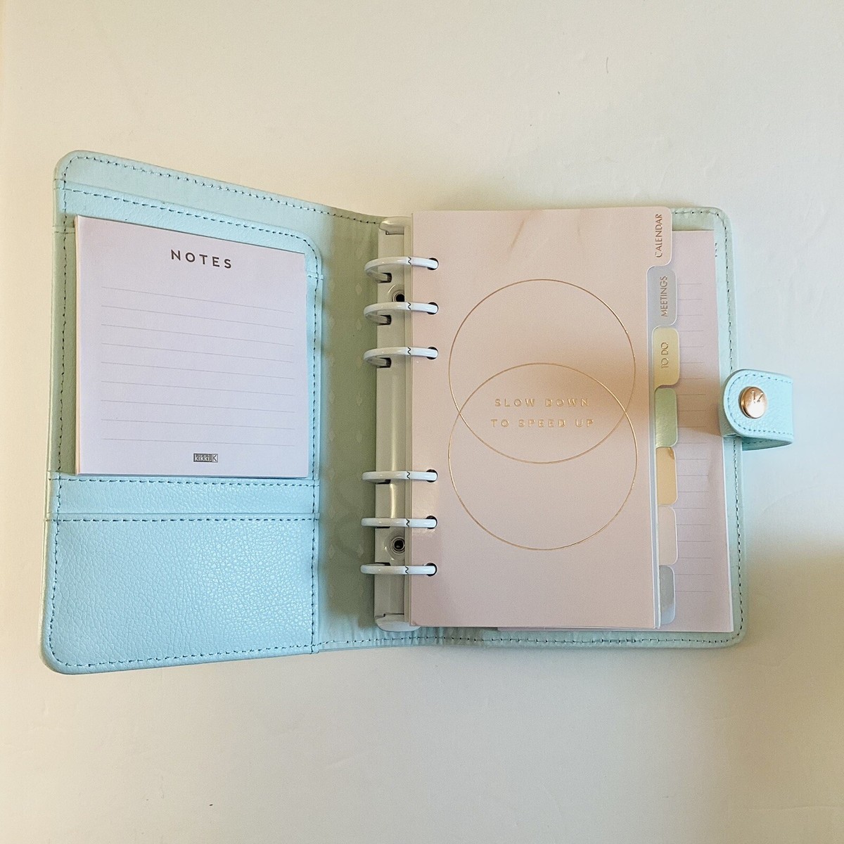Large Mint Leather Personal Planner Story Rain