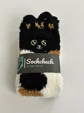 Monster Black/Tan Fuzzy Crew Socks for Women Cute Socks Novelty Socks Fun Socks
