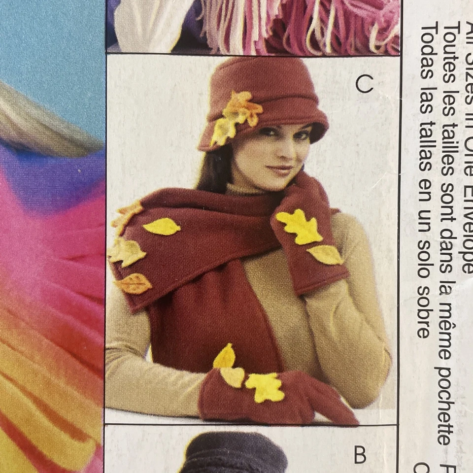 McCall's MP277 Misses Fashion Accessories Hat Scarf Mittens Sewing Pattern Uncut - Image 4 of 4