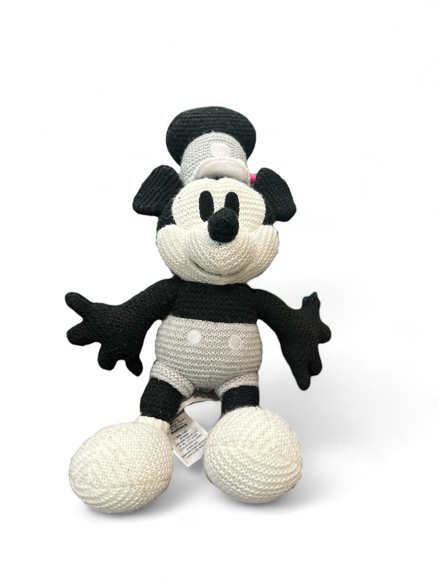 Disney Parks Mickey Mouse Crochet Knit Steamboat Willie Plush 17