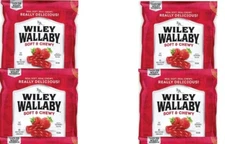 4x Bags Wiley Wallaby Soft & Chewy Classic Red Gourmet Licorice 4oz Fat Free!