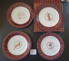 Arita Set of 4 Tartan Plaid 7 " Snack Plates Japan Excellent