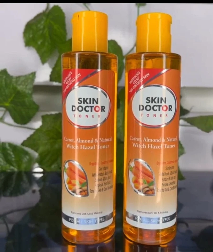 Skin Doctor Toner Carrot & Natural Witch Hazel Brightener, Anti-Spots, Protects