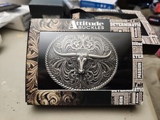 Montana Silversmiths Longhorn Collection Western Attitude Belt Buckle