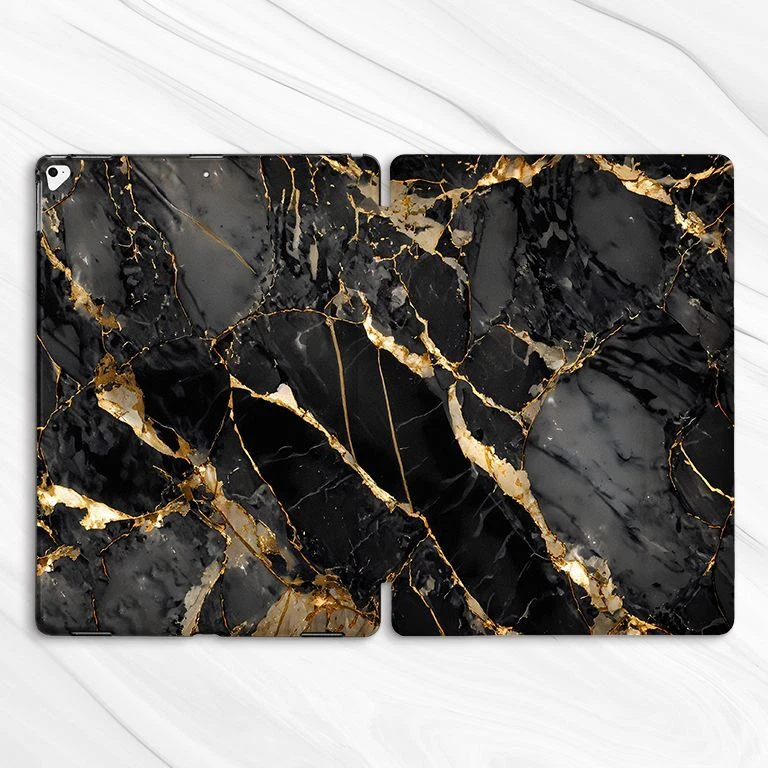 Dark Grey Gold Marble Stone Case For iPad 10.2 Air 3 4 5 Pro 9.7 11 12.9 Mini - Image 4 of 4