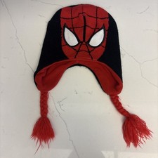 Youth Spider-Man Ear Flaps Tassels Beanie Winter Knit Hat Stocking Cap Boy Girl