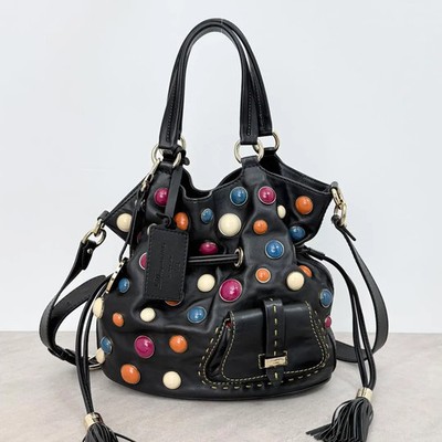 Lancel Paris Premier Flirt 2Way Bucket Bag Black Leather Used Japan