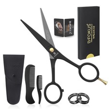 5" Professional Beard and Mustache Scissors, Black Color Beard Scissors Come ...
