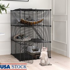 DIY Cat Enclosure Indoor Outdoor Pet Playpen W/ Large Hammock Easy Assembly New