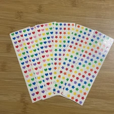 Mrs. Grossman‘S Party Sticker Assortment, 6 Strips, hearts, and stars