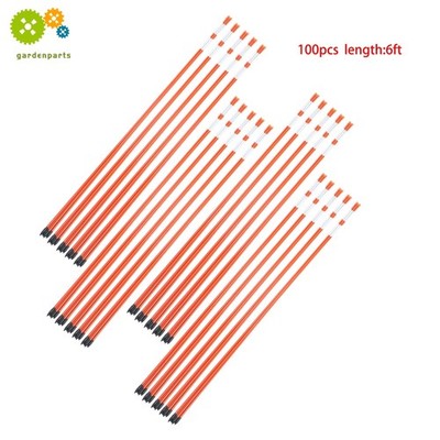 100 × 6ft Reflective Markers Driveway Markers Snow Stakes Orange 5/16'' Diameter