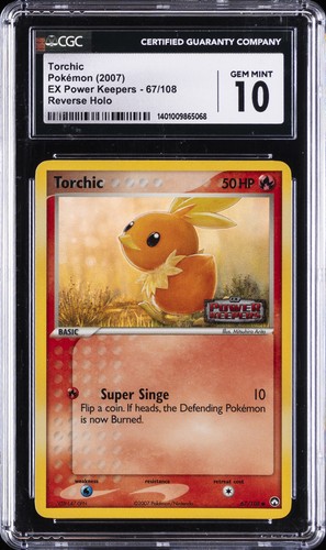 2007 EX POWER KEEPERS REVERSE HOLO #67/108 TORCHIC CGC 10