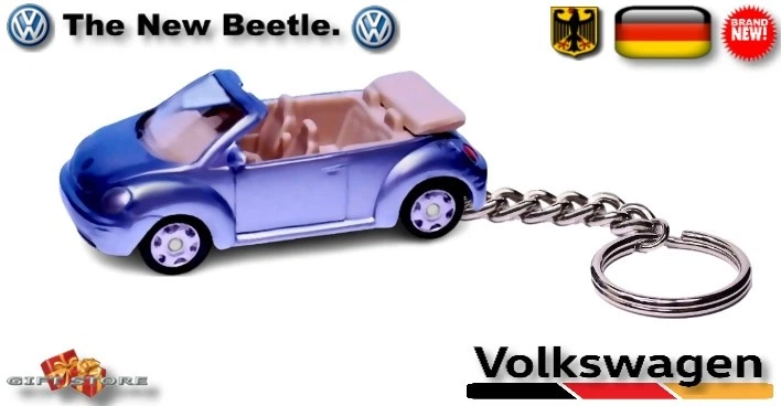 🎁🚦🆕 LLAVERO RARO AZUL VW NUEVO ESCARABAJO CONVERTIBLE 💕BUEN REGALO💕 TAMAÑO CAJA DE CERILLAS Foto 3 de 4