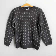 JAMIE KAY 2T Gray/White Geometric Cotton Knit Crewneck Pullover Sweater
