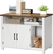 Cat Litter Box Enclosure Farmhouse Hidden Litter Box W/ Scratch Pad Litter Box