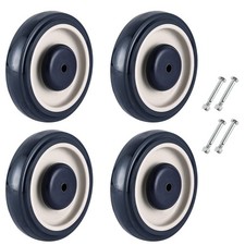 4 Pack 5 Shopping Cart Wheels, Blue Polyurethane, Double Ball Bearing, Silent