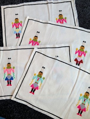 1950s Navajo Yei Bei Chi Cross Stitch 4 Placemats Corn Maiden Native American