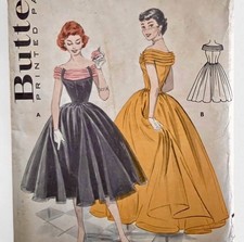 Butterick 7206 Sew: Formal Party Evening Dress VTG 1955 FF OOP RARE B32